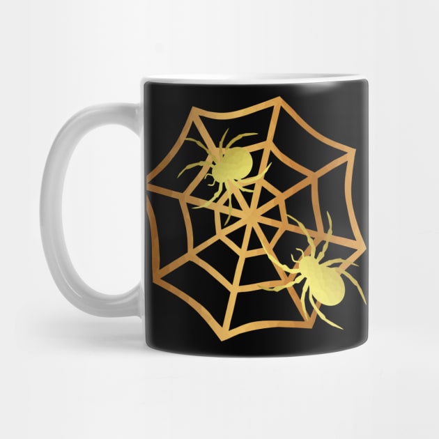 HAPPY Halloween Gold Spider Web by SartorisArt1